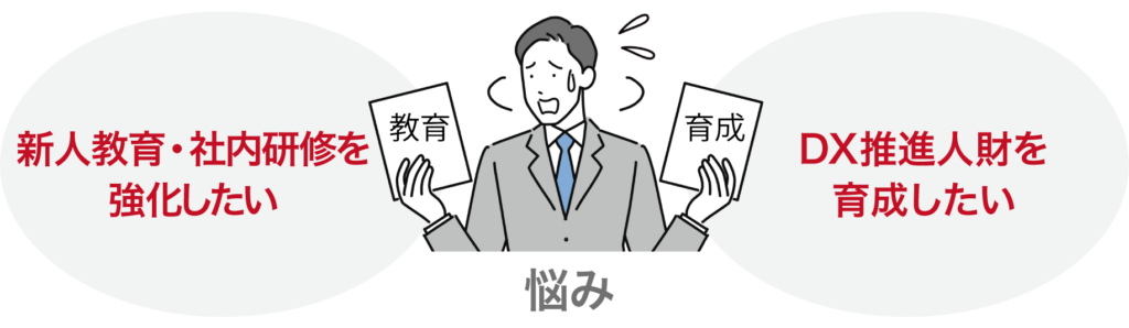 悩み 新人教育・社内研修を強化したい DX促進人財を育成したい